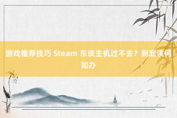 游戏推荐技巧 Steam 东谈主机过不去？到底该何如办