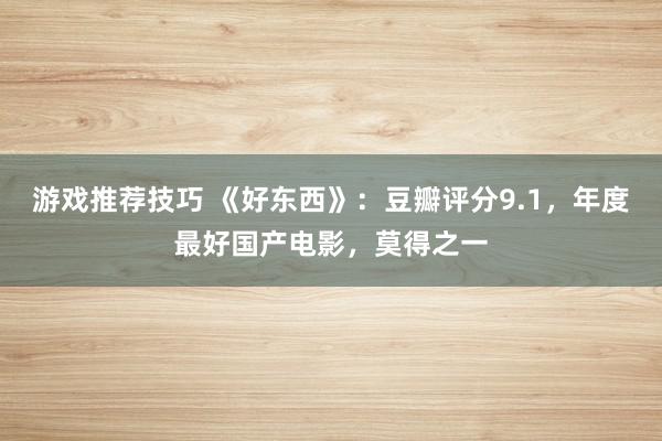 游戏推荐技巧 《好东西》：豆瓣评分9.1，年度最好国产电影，莫得之一