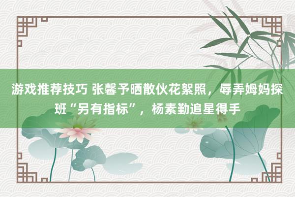 游戏推荐技巧 张馨予晒散伙花絮照，辱弄姆妈探班“另有指标”，杨素勤追星得手