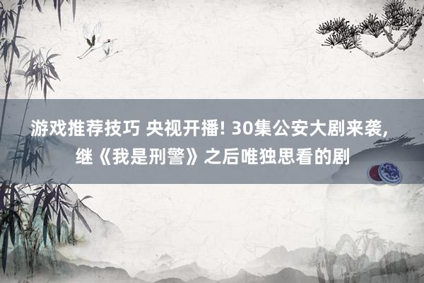 游戏推荐技巧 央视开播! 30集公安大剧来袭, 继《我是刑警》之后唯独思看的剧