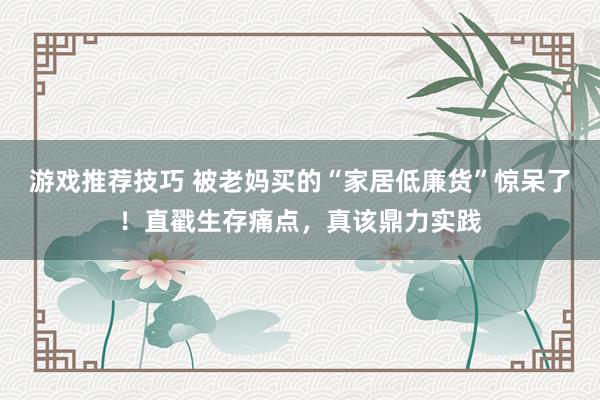 游戏推荐技巧 被老妈买的“家居低廉货”惊呆了！直戳生存痛点，真该鼎力实践